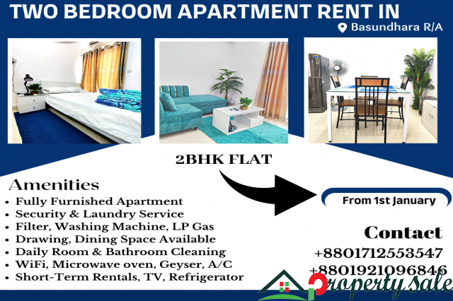 Fully Furnished Two Bedroom Serviced Apartment RENT in Bashundhara R/A.