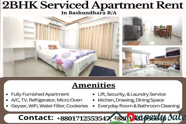 Two Bedroom Serviced Apartment Rent In Bashundhara R/A