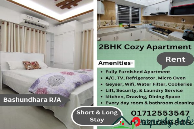 Fully Furnished Two Bedroom Serviced Apartment RENT in Bashundhara R/A.