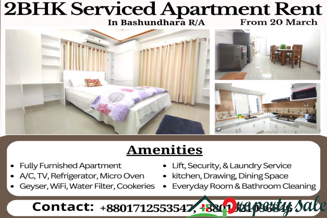 Fully Furnished Two Bedroom Serviced Apartment RENT in Bashundhara R/A.