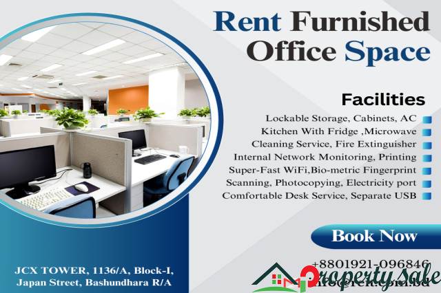In Bashundhara R/A, Furnished Serviced Office Space Rent Available