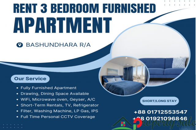 Beautiful Furnished 3Bed Room Apartment RENT In Bashundhara R/A