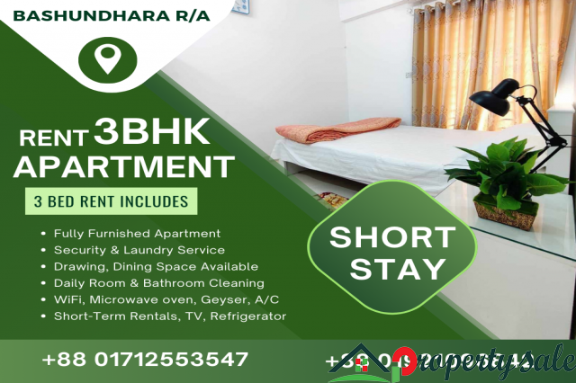 3BHK Furnished And Serviced Apartment Rent In Bashundhara R/A