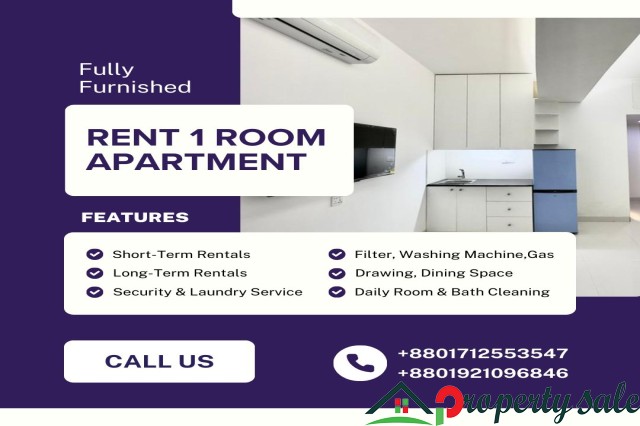Modern Luxurious Furnished 1-Room Studio Apartment for Rent – Bashundhara R/A